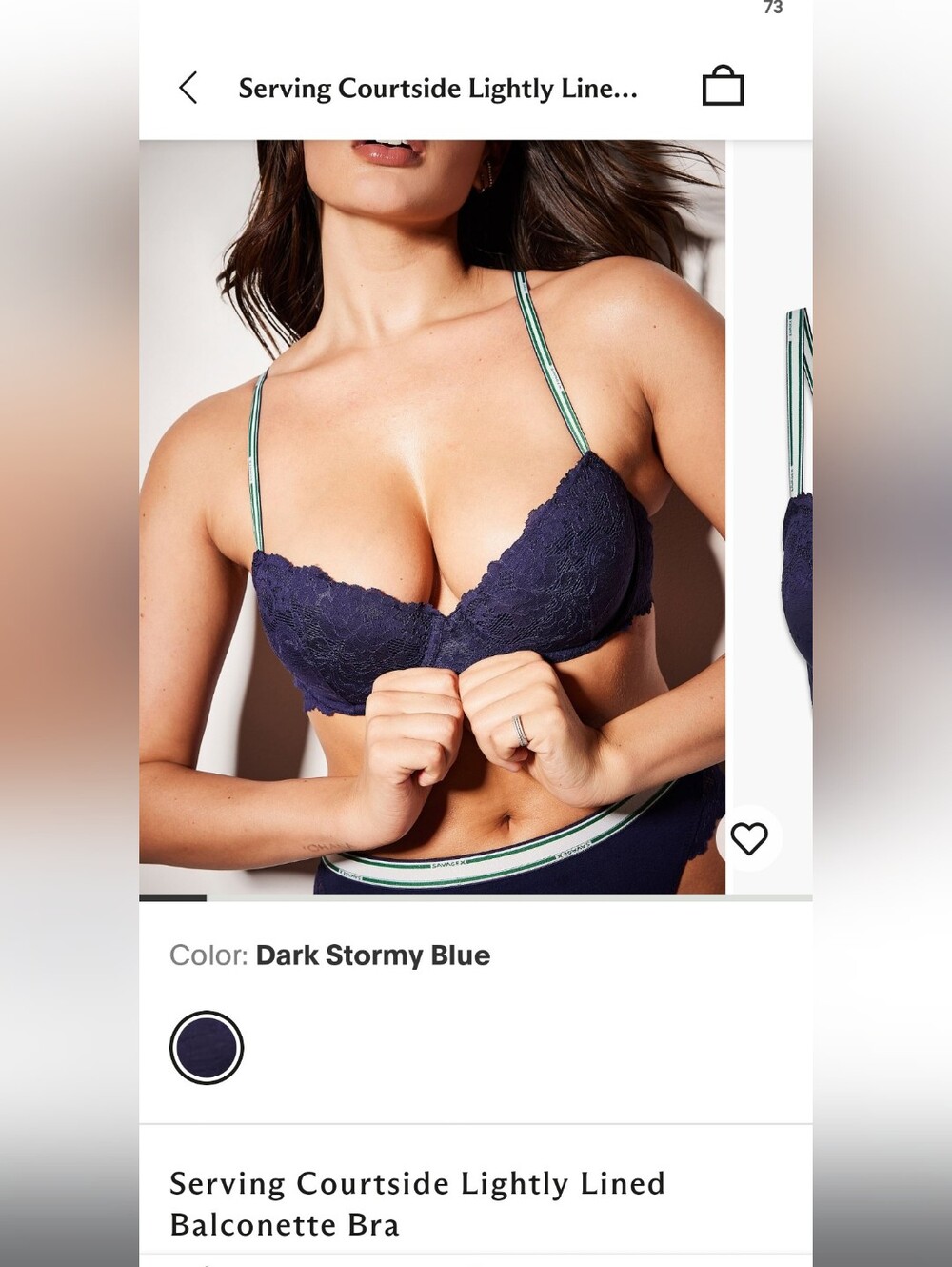 Fenty Beauty Dark Stormy Blue Lace Balconette Bra